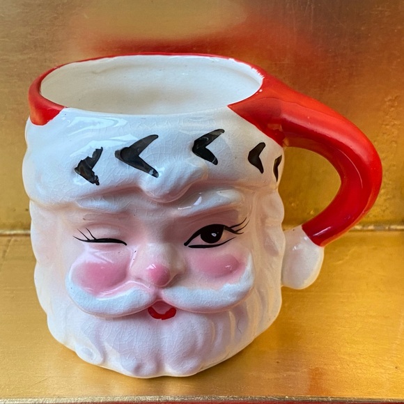Vintage Winking Santa Mug